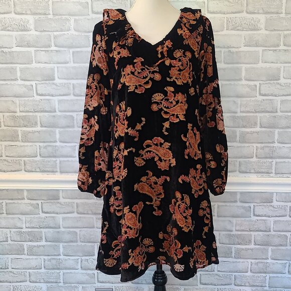 DownEast Dresses & Skirts - Downeast Velvet Burnout Ruffle Vneck Dress Modest Whimseygoth Dark Fairy Small